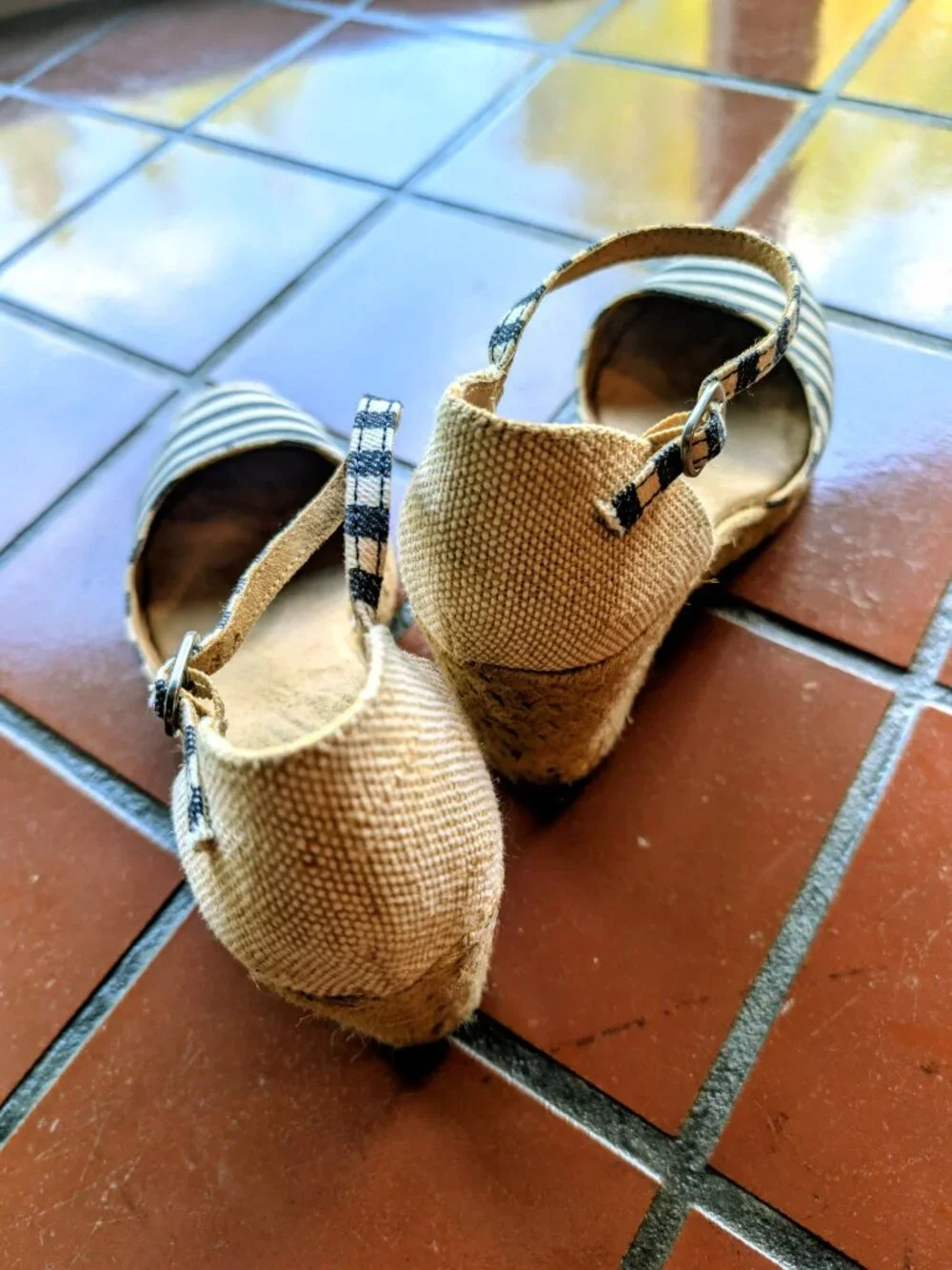 BASS Emilia - Striped Espadrille Wedge Sandals - Navy - 10 - GUC
